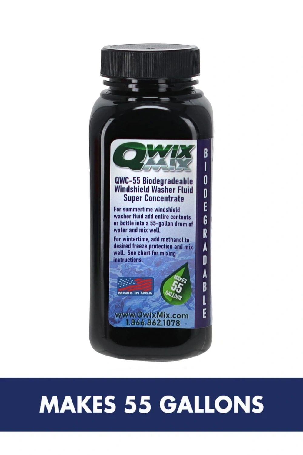 Qwix Mix 8 oz bottle of windshield washer fluid concentrate